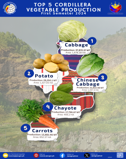 First Sem 2024 Top 5 Vegetable Production in CAR