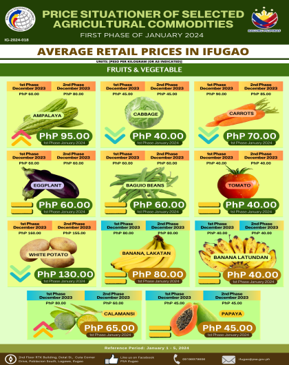 Price Situationer of Selected Agricultural Commodities - 1st Phase of 2024 - Fruits & vegetables