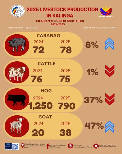 2025 Livestock Production in Kalinga for First Quarter in Metric Ton (2024-2025)