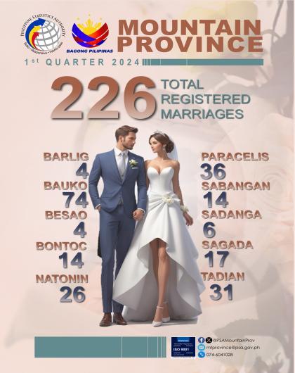 Mountain Province Marriage Statistics Quarter 1 2024