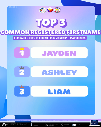 Q1 2025 TOP 3 Common Registered Firstnames