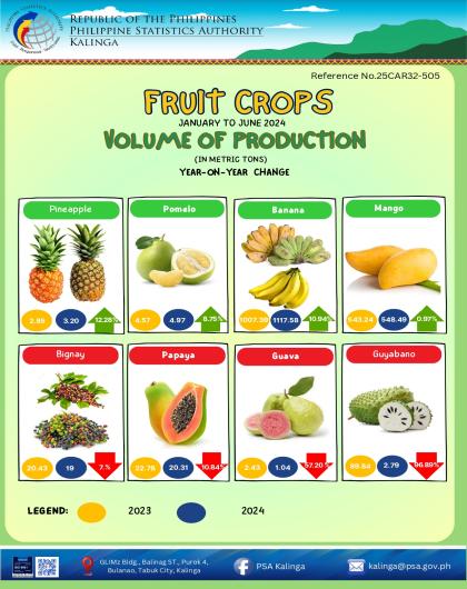 Volume of Production for Fruit Crops: January to June 2024